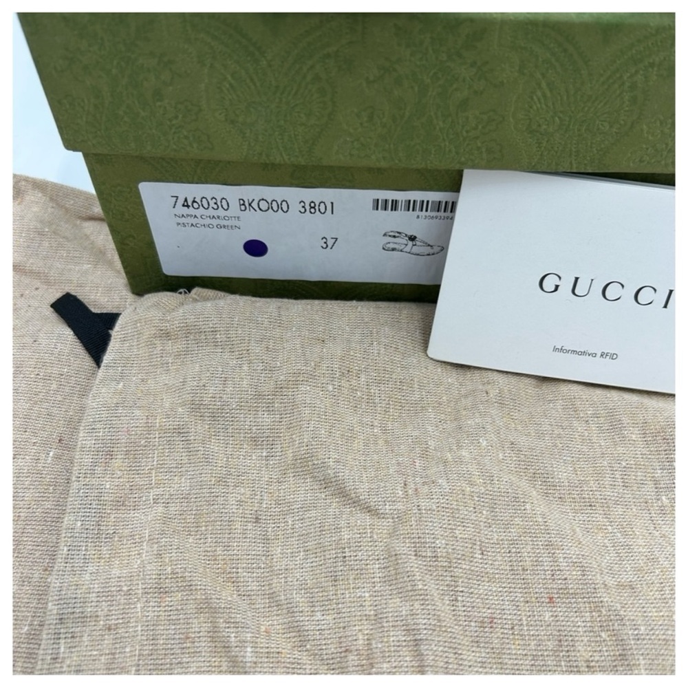 Gucci, GG Marmont, leather thong, sandals, pistachio size 37 made Italy - Picture 5 of 6